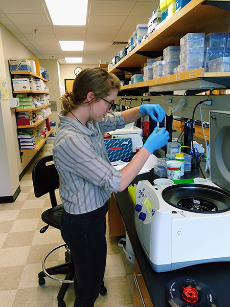 Bridget Tweedie working in a laboratory